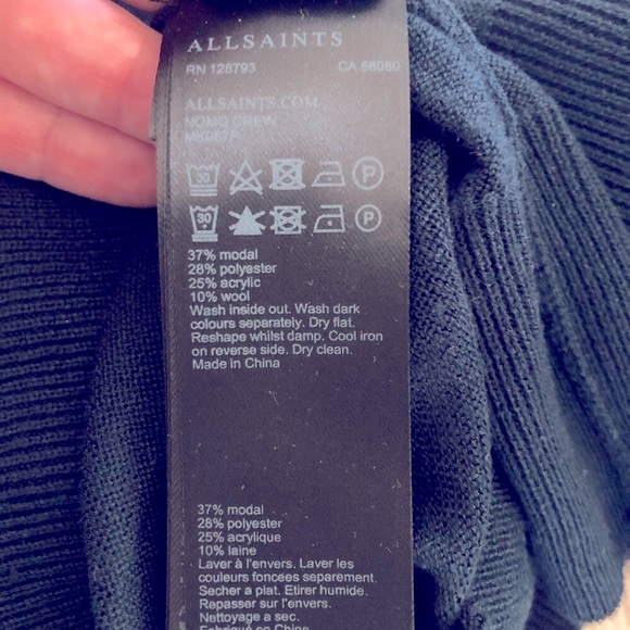 Allsaints navy blue lightweight wool blend sweater - Picture 7 of 8